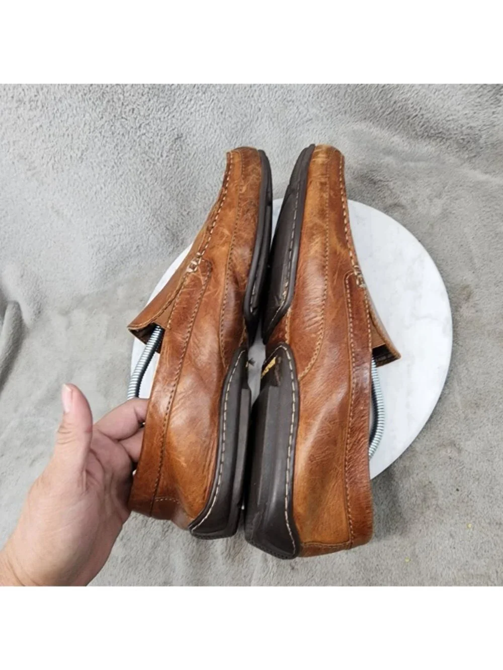 Rockport Shoes Mens Size 12 Brown Leather Slip On Driving Mocassin *Read*